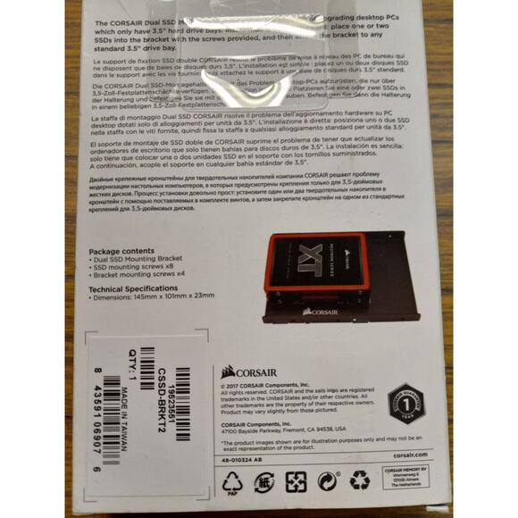 Corsair CSSD-BRKT2 Dual SSD Solid State Mounting Bracket 3.5" Brand New - Picture 2 of 2